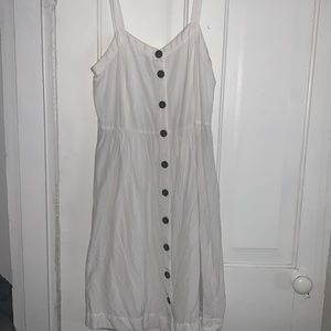 White linen button down dress